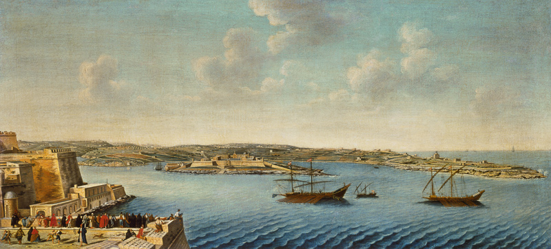 View of Valetta with Ships of the Order of the Knights of St. John a Alberto Pulicino