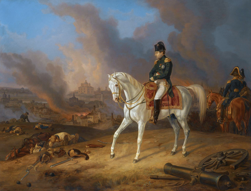 Napoleon Bonaparte before the burning City of Smolensk a Albrecht Adam