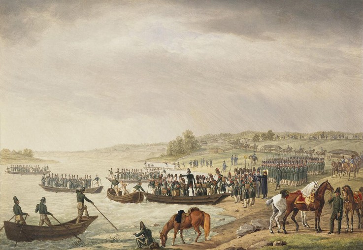 Italian Corp of Eugene Beauharnais Crossing the Niemen on 30 June 1812 a Albrecht Adam