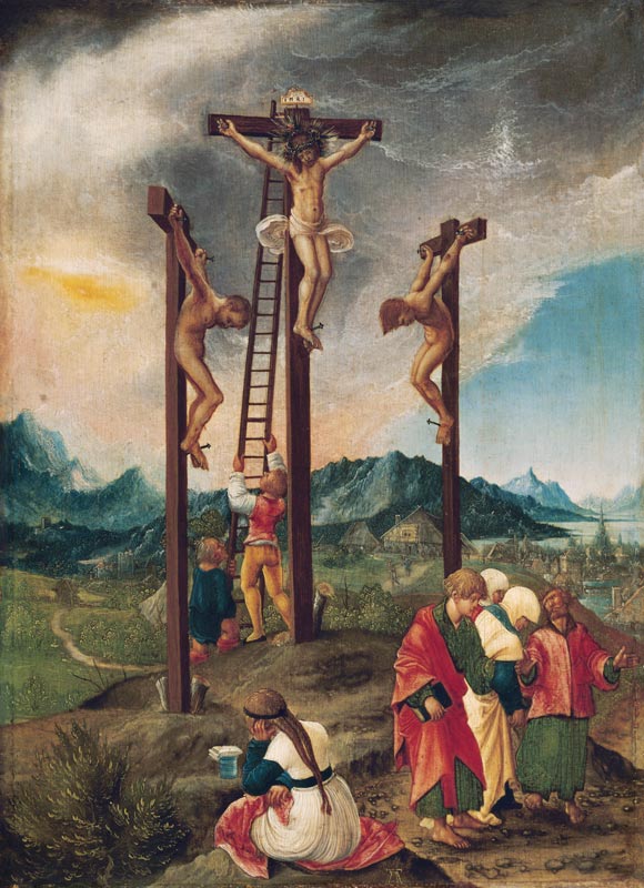 Christ at the cross between the two Schächern a Albrecht Altdorfer
