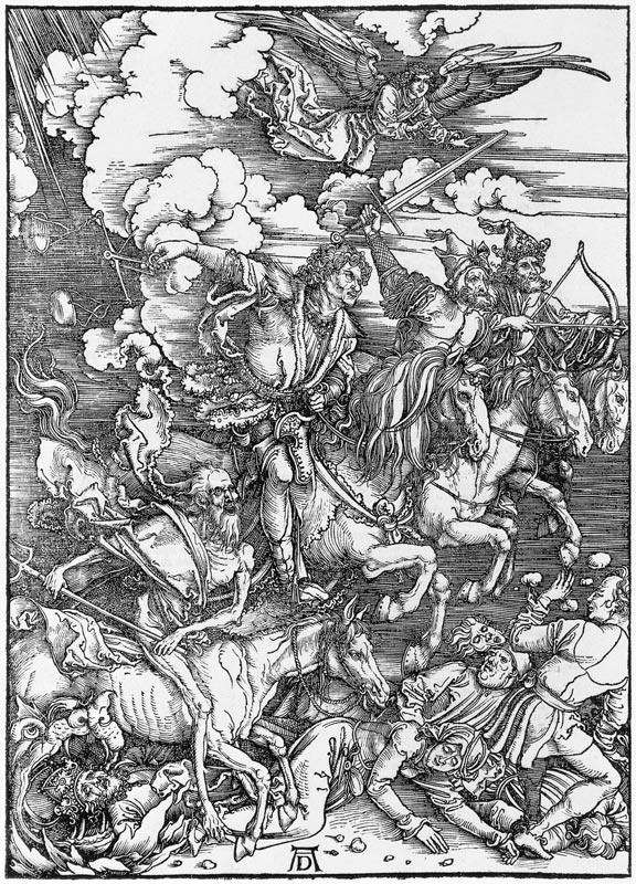 The apocalyptic riders (woodcut, uncolored) a Albrecht Durer