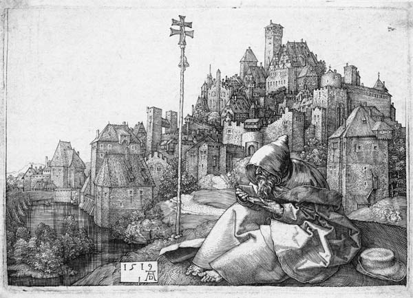 Saint Anthony in front of the town a Albrecht Durer