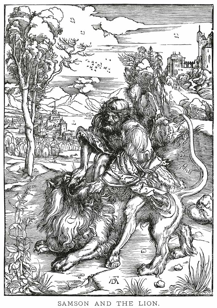 Samson defeats the Lion/ Duerer/ 1496/97 a Albrecht Durer