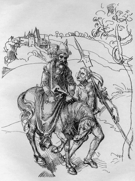 A.Dürer, Blind Horseman / Draw./ c.1490 a Albrecht Durer