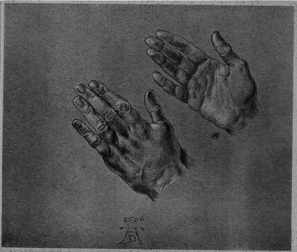 A.Dürer, Hands of the Emperor / Drawing a Albrecht Durer