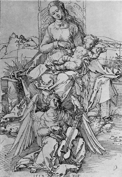 A.Dürer, Madonna & Child on Grassy Bench a Albrecht Durer