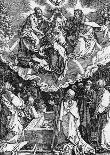 Dürer / Mary s Assumption / Woodcut a Albrecht Durer