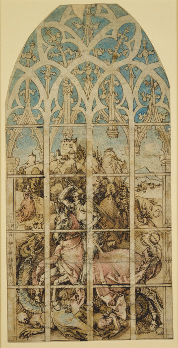 Sketch for a Glass Painting with St George a Albrecht Durer