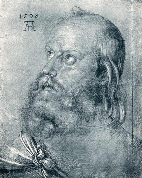 Albrecht Dürer / Head of an apostle a Albrecht Durer