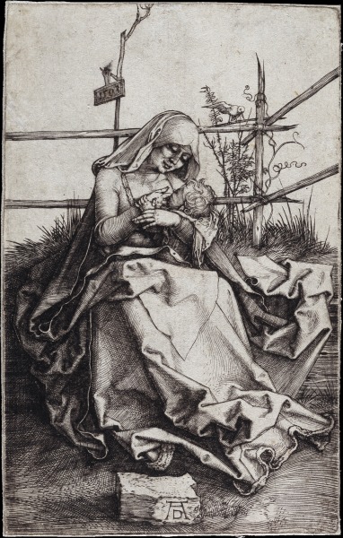 Madonna on a Grassy Bench a Albrecht Durer
