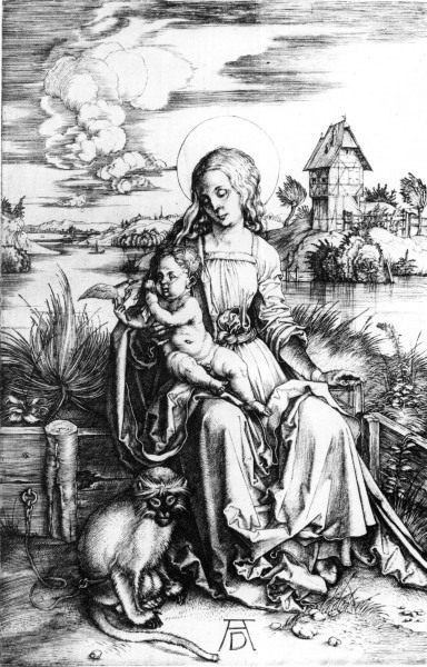 Mary with the guenon monkey / Dürer a Albrecht Durer