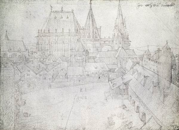 The Minster at Aachen, 1520 (silverpoint on paper) a Albrecht Durer