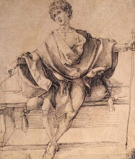 Seated Youth with Scales and a Cane a Albrecht Durer