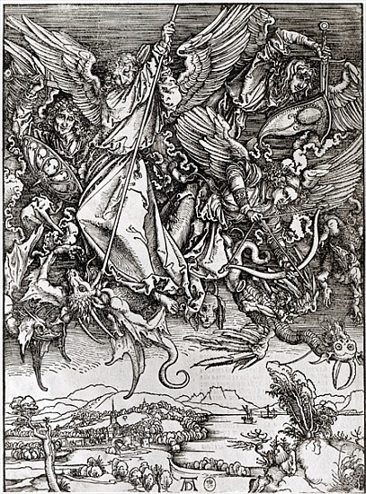 St. Michael and the Dragon, from a Latin edition, 1511 (xylograph) a Albrecht Durer