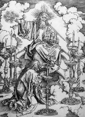 John sees the 7 lamps / Dürer / c.1497/8