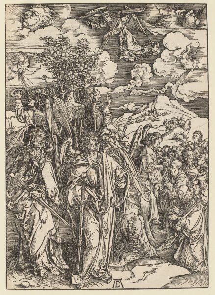 Vier Engel, die Winde aufhaltend / Die Versiegelung der Auserwählten, aus der Folge der Apokalypse,  a Albrecht Durer