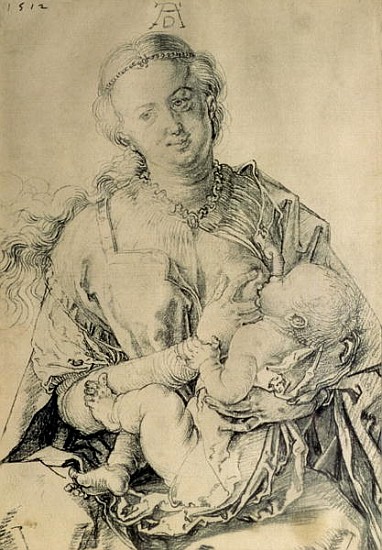 Virgin Mary suckling the Christ Child, 1512 (charcoal drawing) a Albrecht Durer