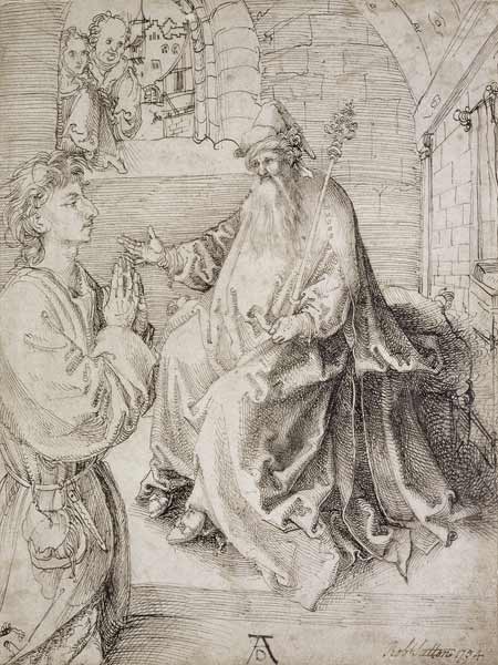 Youth Kneeling before a Potentate (pen & ink on paper) a Albrecht Durer