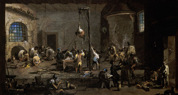 Court scene (Inquisition) a Alessandro Magnasco