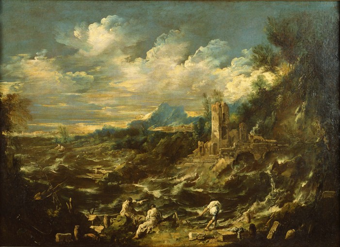 Landscape with Stormy Sea a Alessandro Magnasco
