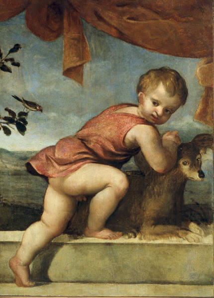 A.Varotari / Little Boy w.Dog / C17th a Alessandro Varotari