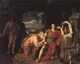 King Priam begging Achilles for the return of Hector's body