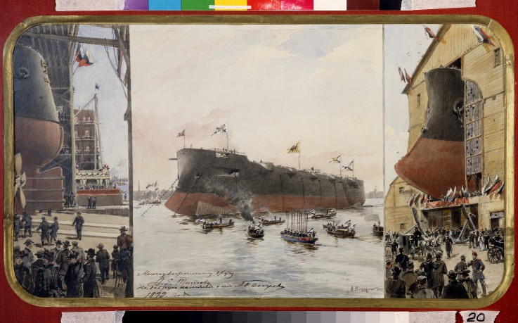 The Launching of the Battlecruiser "Pamiat Azova" a Alexander Karlovich Beggrow