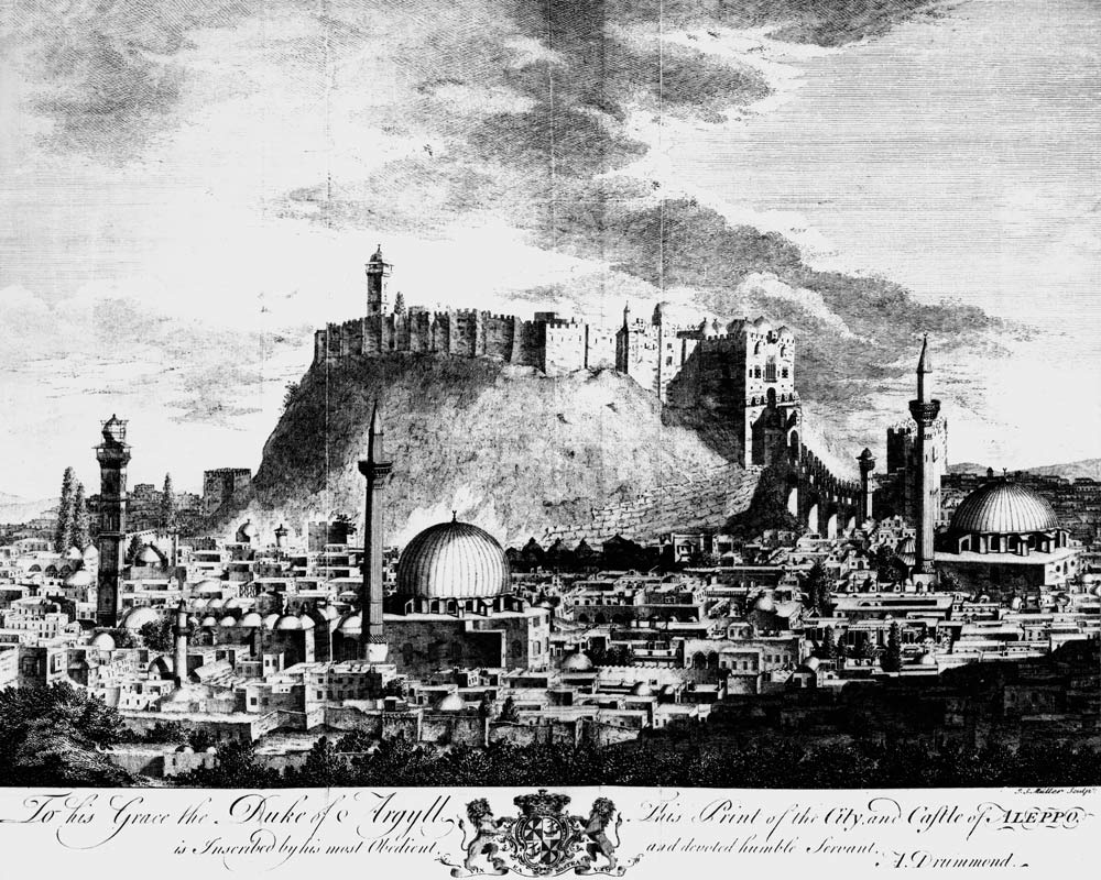 A view of the city and castle of Aleppo, Syria a Alexander Drummond