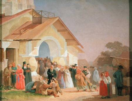 Coming out of a Church in Pskov a Alexander Iwanowitsch Morosov