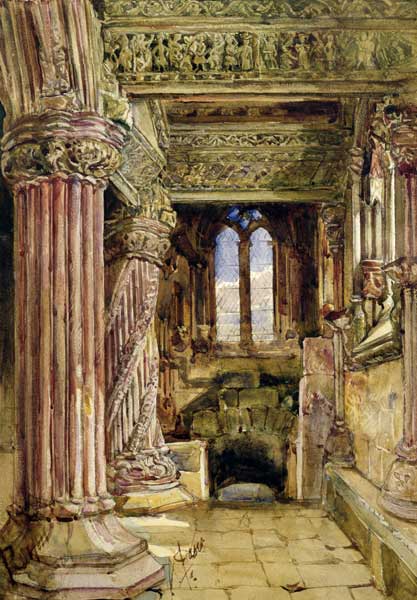 Rosslyn Chapel, Scotland (w/c on paper) a Alexander Jnr. Fraser