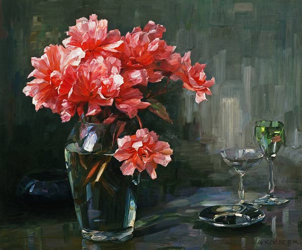 Blumen in Glasvase a Alexander Koester