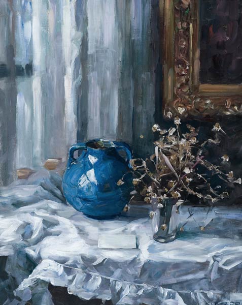 Stillleben mit blauer Vase a Alexander Koester