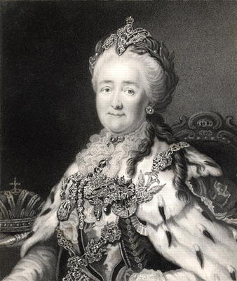 Catherine II (1729-96) of Russia, from 'Gallery of Portraits', published in 1833 (engraving) a Alexander Roslin