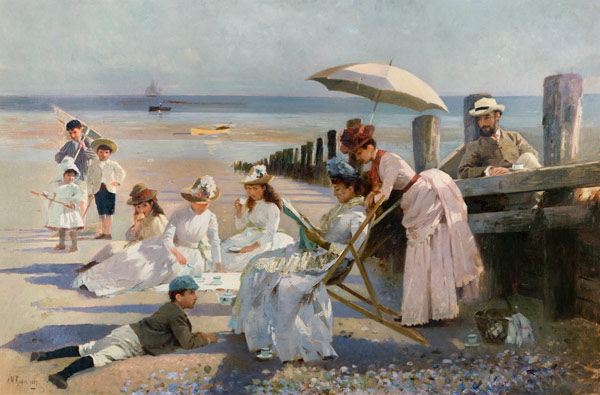 On the Shores of Bognor Regis - Portrait Group of the Harford Couple and their Children a Alexander Rossi