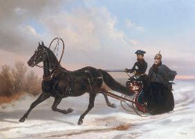Emperor Nicholas I Pavlovich in a Horse-Drawn Brichka