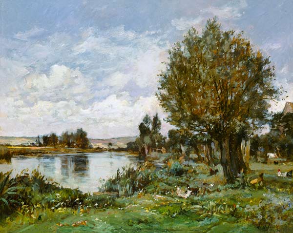 Rural river scene a Alexandre Defaux