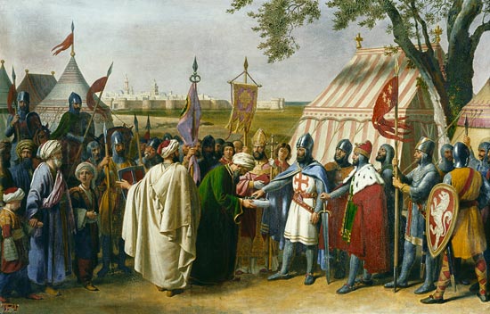 Count of Tripoli accepting the Surrender of the city of Tyre in 1124 a Alexandre-Francois Caminade