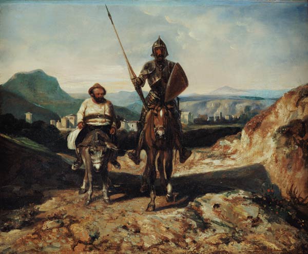 Don Quixote and Sancho (oil on canvas) a Alexandre Gabriel Decamps