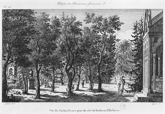Musee des Monuments Francais, Paris, view of the Jardin Elysee from the tomb of Heloise and Abelard; a Alexandre Marie Lenoir