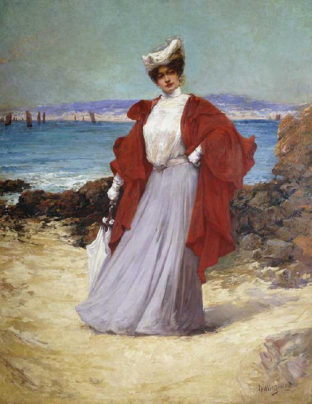 Eine Dame an der Küste. a Alexandre Charles Masson