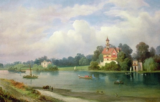 A View of Pope''s House and Radnor House at Twickenham a Alexandre le Bihan