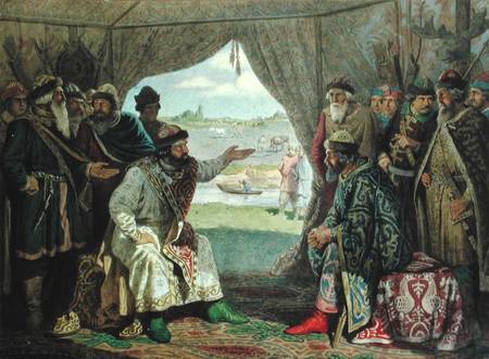The Convention of Princes with Grand Duke Vladimir Monomakh II (1053-1125) at Dolob in 1103 a Alexej Danilovich Kivschenko