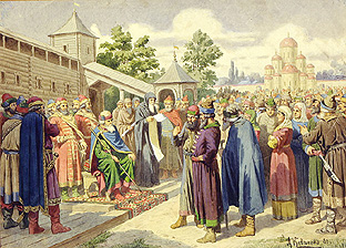 Verlesung des Gesetzes in Anwesenheit des Grossfürsten Jaroslaw a Alexej Danilovich Kivschenko