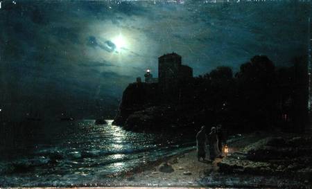 Moonlight on the Edge of a Lake a Alexej Savrasov