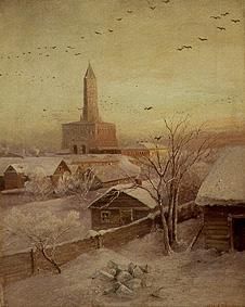 The Schukarew tower in Moscow in winter a Alexej Savrasov
