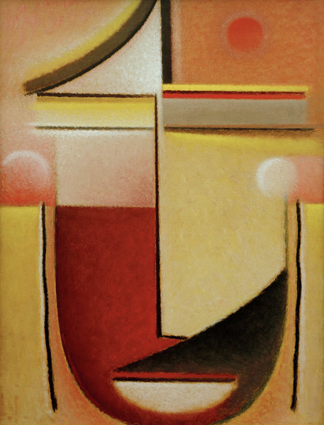 Abstrakter Kopf: Rot-Weiß-Gold a Alexej von Jawlensky