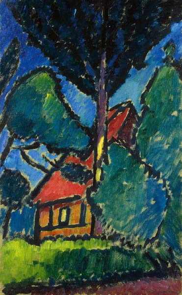 Landscape with a Red Roof a Alexej von Jawlensky