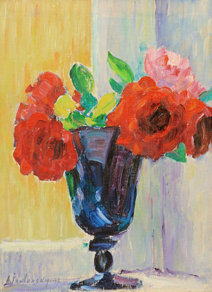 Großes Stilleben: Rosen in Blauer Vase a Alexej von Jawlensky