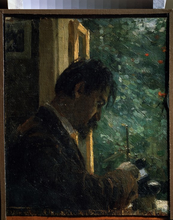 Portrait of the engraver Vasily Mathé  (1856-1917) at work a Alexej von Jawlensky