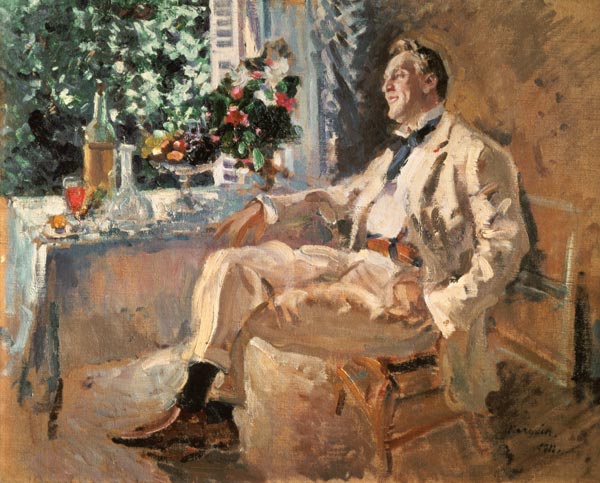 Portrait of the singer Fjodor Schaljapin a Alexejew. Konstantin Korovin